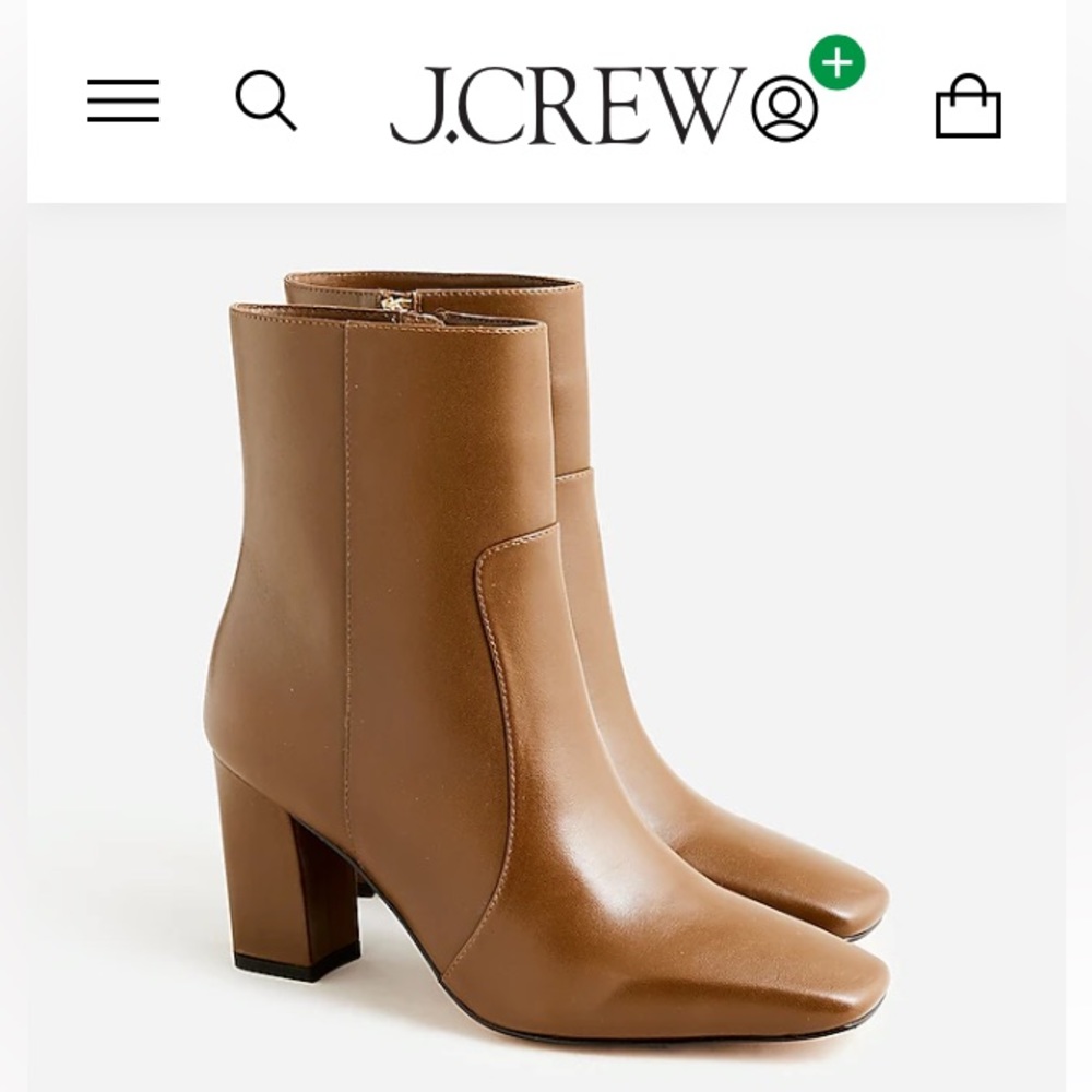 J Crew Brand New Almond-toe ankle boots in leather